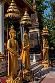 Vientiane, Laos - Wat Si Saket, the area around the temple precinct is filled with stupas, drum tower, open pavilion sheltering Buddha statues. 